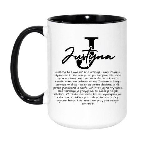 Kubek personalizowany z imieniem Justyna opis