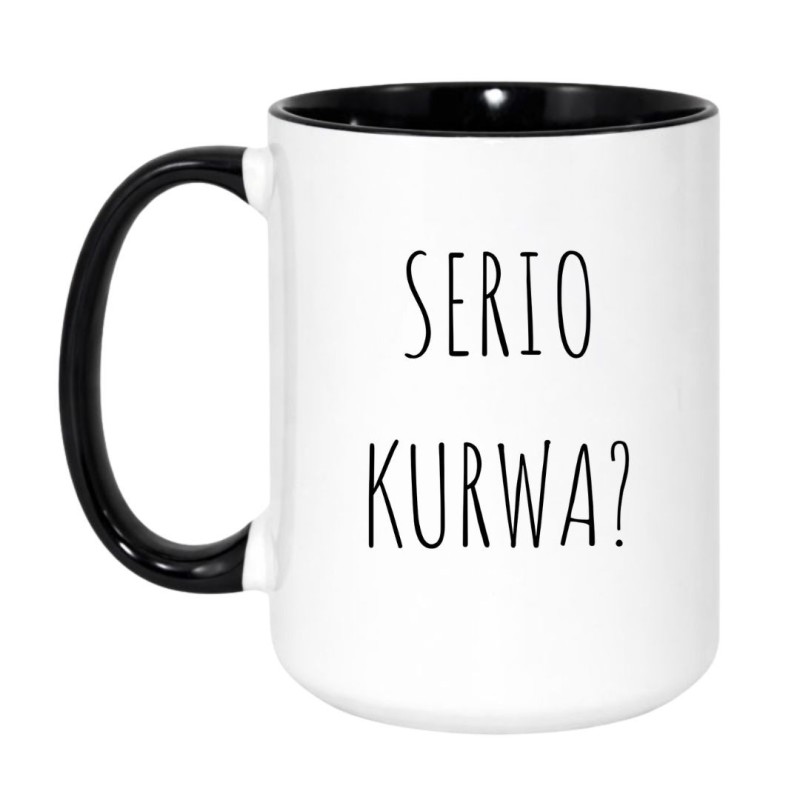 Kubek duży biało-czarny 450 ml z nadrukiem bez cenzury – zabawny kubek do pracy