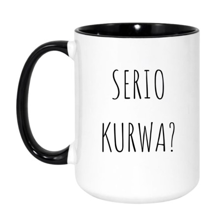 Kubek duży biało-czarny 450 ml z nadrukiem bez cenzury – zabawny kubek do pracy