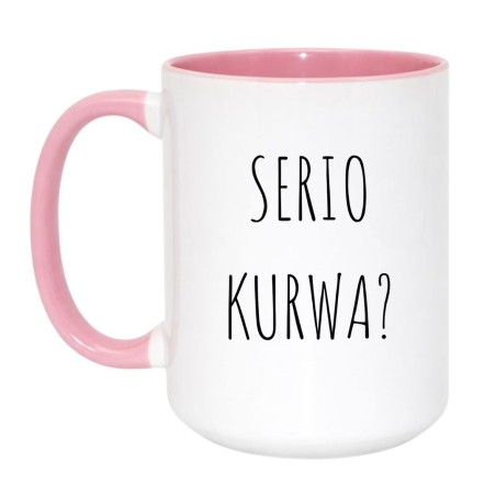 Kubek duży biało-różowy 450 ml z wulgarnym napisem – chamski prezent dla dorosłych