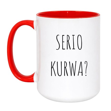 Kubek duży biało-czerwony 450 ml z napisem bez cenzury – śmieszny kubek bez cenzury