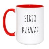 Kubek duży biało-czerwony 450 ml z napisem bez cenzury – śmieszny kubek bez cenzury
