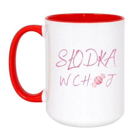Kubek duży biało-czerwony 450 ml z wulgarnym napisem – chamski kubek bez cenzury, bestseller