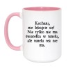 Kubek duży biało-różowy 450 ml z motywem tekstowym – śmieszny kubek na prezent
