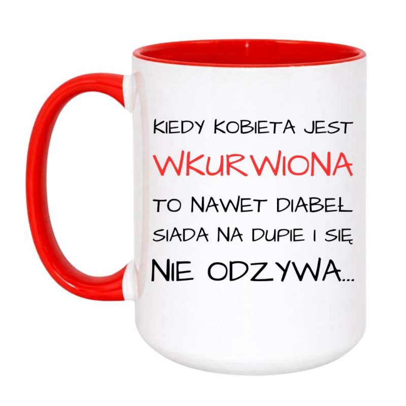 do kupienia kubek z tekstem o diable i wkurzonej kobiecie