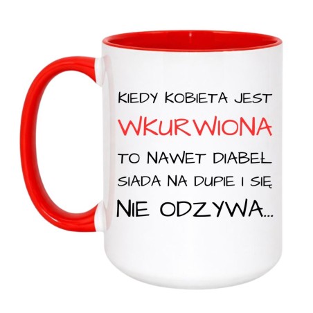 do kupienia kubek z tekstem o diable i wkurzonej kobiecie
