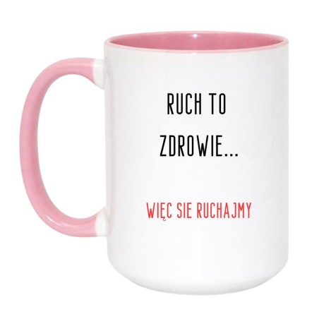 Kubek duży biało-różowy 450 ml z napisem bez cenzury – kubek dla fanów czarnego humoru