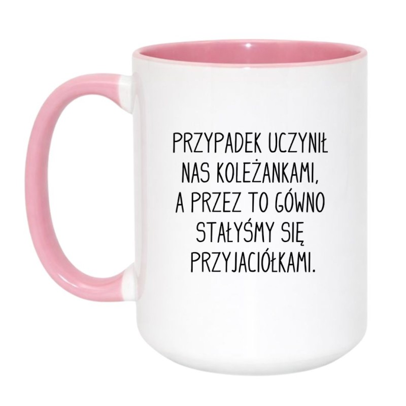 Kubek duży biało-różowy 450 ml z chamskim nadrukiem – śmieszny prezent dla kobiet