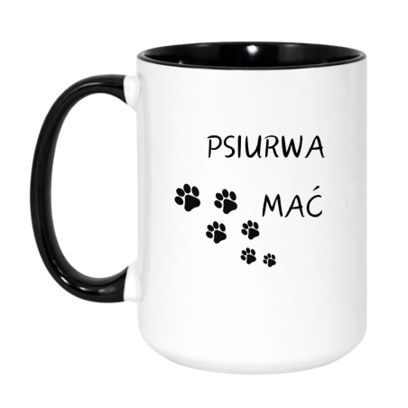Kubek duży biało-czarny 450 ml z chamskim motywem – idealny dla miłośnika kawy i psów