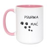 Kubek duży biało-różowy 450 ml z nadrukiem bez cenzury – śmieszny gadżet do biura