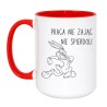 Kubek biało-czerwony 450 ml z grafiką zająca i humorystycznym napisem