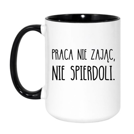 Kubek duży biało-czarny 450 ml ze śmiesznym nadrukiem – kubek 450 ml z grafiką, śmieszny kubek na prezent