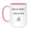 Kubek duży biało-różowy 450 ml ze śmiesznym nadrukiem – kubek dla fanów czarnego humoru