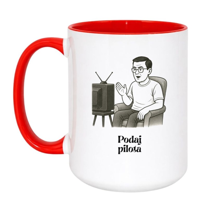 Kubek duży biało-czerwony 450 ml z zabawną ilustracją – śmieszny kubek z nadrukiem