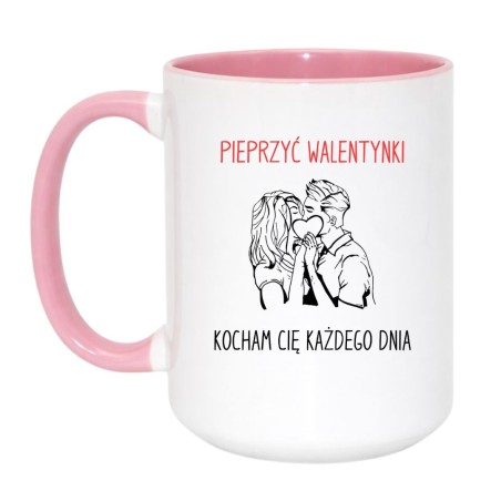 Kubek duży biało-różowy 450 ml z humorystycznym nadrukiem – śmieszny prezent dla ukochanej