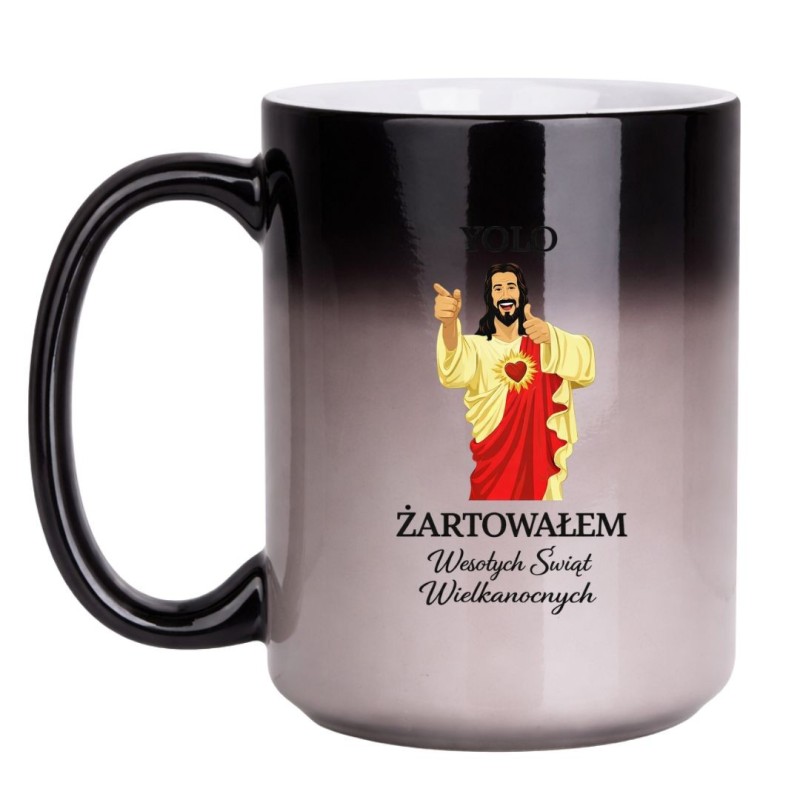 KUBEK MAGICZNY 450 ML YOLO ŻARTOWAŁEM WESOŁYCH ŚWIĄT WIELKANOCNYCH