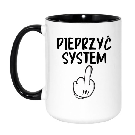 Kubek duży biało-czarny 450 ml z wulgarnym nadrukiem – gadżet dla fanów kawy