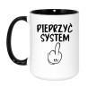 Kubek duży biało-czarny 450 ml z wulgarnym nadrukiem – gadżet dla fanów kawy