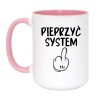 Kubek duży biało-różowy 450 ml z chamskim motywem – śmieszny kubek do pracy