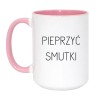 Kubek duży biało-różowy 450 ml z odważnym napisem – śmieszny kubek do biura.
