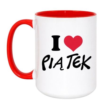 Kubek z napisem I LOVE PIĄTEK
