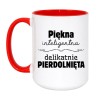 Kubek duży biało-czerwony 450 ml z nadrukiem bez cenzury – chamski kubek z napisem, idealny do pracy.