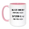 Kubek duży biało-różowy 450 ml z humorystycznym nadrukiem – must-have do domu