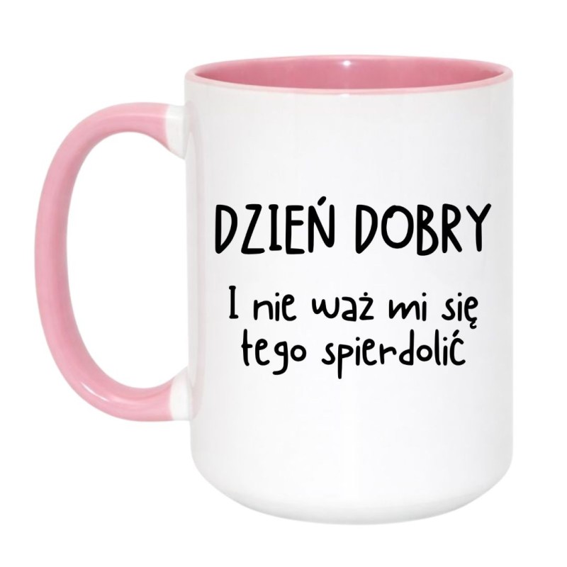 Kubek duży biało-różowy 450 ml z nadrukiem bez cenzury – zabawny prezent dla dorosłych
