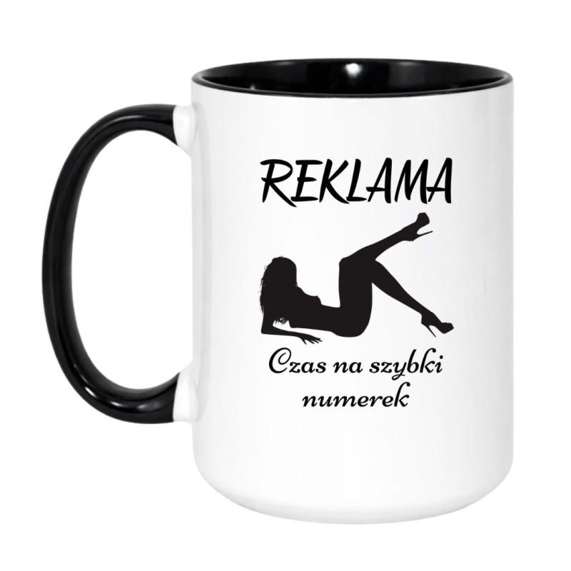 Kubek biało-czarny 450 ml z ironicznym nadrukiem dla dorosłych