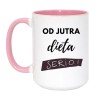 Kubek duży biało-różowy 450 ml z humorystyczną grafiką – świetny do pracy