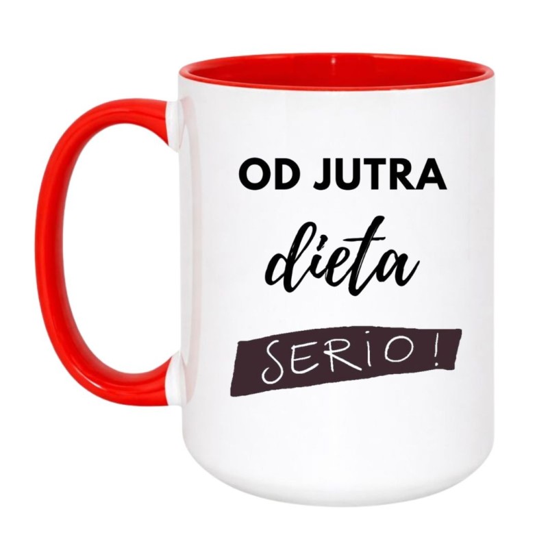 Kubek duży biało-czerwony 450 ml z żartobliwym nadrukiem – śmieszny kubek na prezent