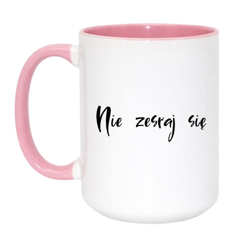 Kubek duży biało-różowy 450 ml z wulgarnym napisem – humorystyczny prezent bez cenzury