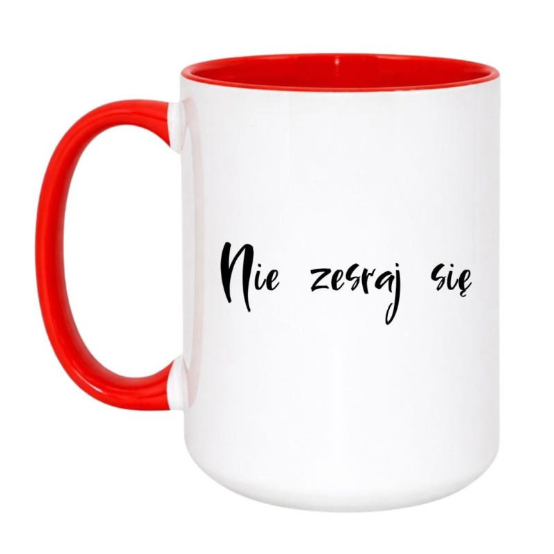 Kubek duży biało-czerwony 450 ml z nadrukiem bez cenzury – śmieszny kubek do biura