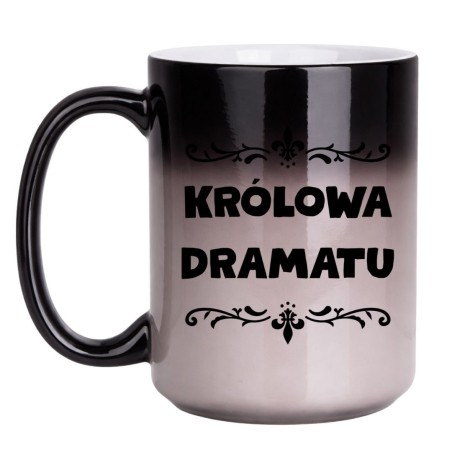 kubek zmieniający kolor Królowa dramatu biały ceramiczny kubek z zabawnym napisem