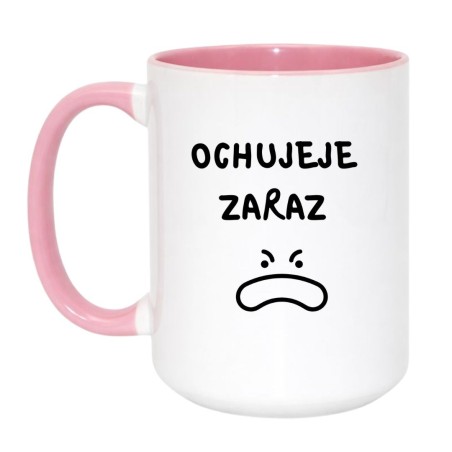 Kubek duży biało-różowy 450 ml z humorystycznym nadrukiem – śmieszny gadżet do biura