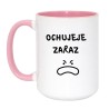 Kubek duży biało-różowy 450 ml z humorystycznym nadrukiem – śmieszny gadżet do biura