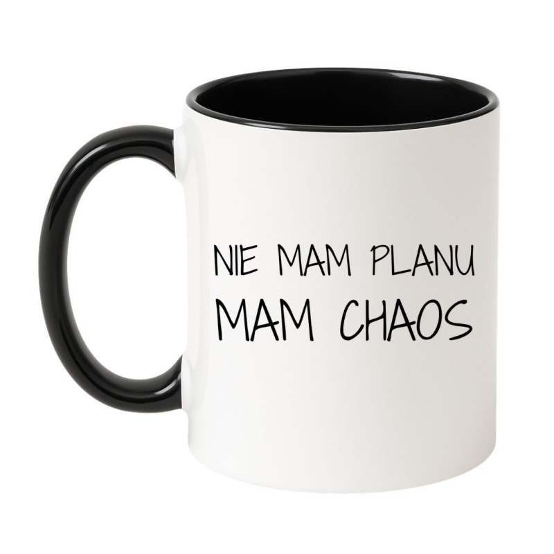 Ceramiczny kubek z zabawnym tekstem o codziennym chaosie