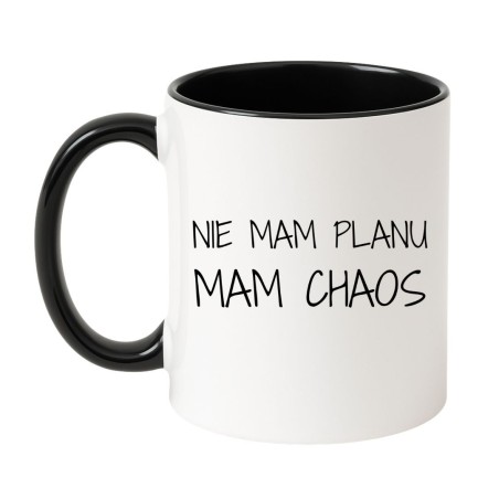 Ceramiczny kubek z zabawnym tekstem o codziennym chaosie