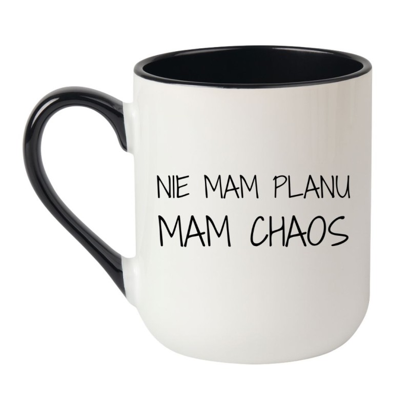 Kubek z napisem Nie mam planu mam chaos jako prezent