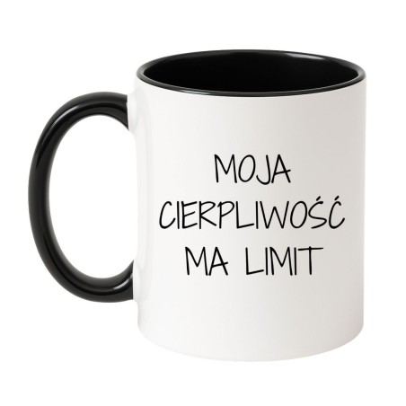 Ceramiczny kubek z zabawnym tekstem o cierpliwości i charakterze