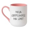 Kubek z napisem Moja cierpliwość ma limit jako prezent z humorem