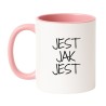 Prosty ceramiczny kubek z zabawnym sloganem na prezent