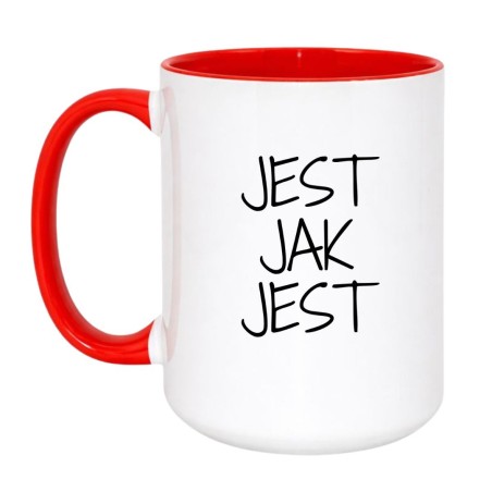 Kubek prezentowy z napisem Jest jak jest widok z przodu