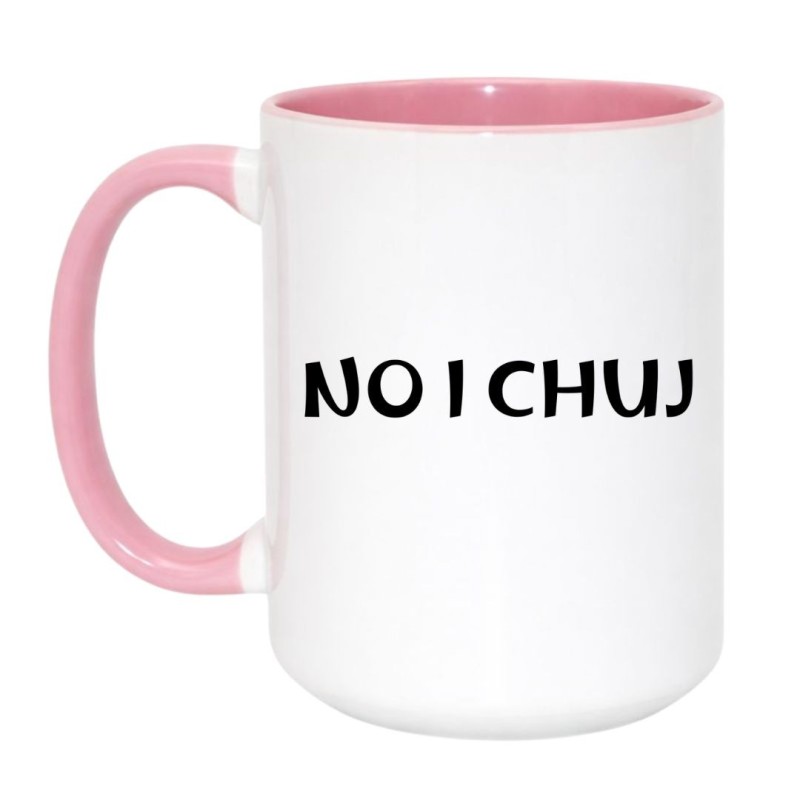 Kubek duży biało-różowy 450 ml z chamskim napisem – humorystyczny prezent dla dorosłych