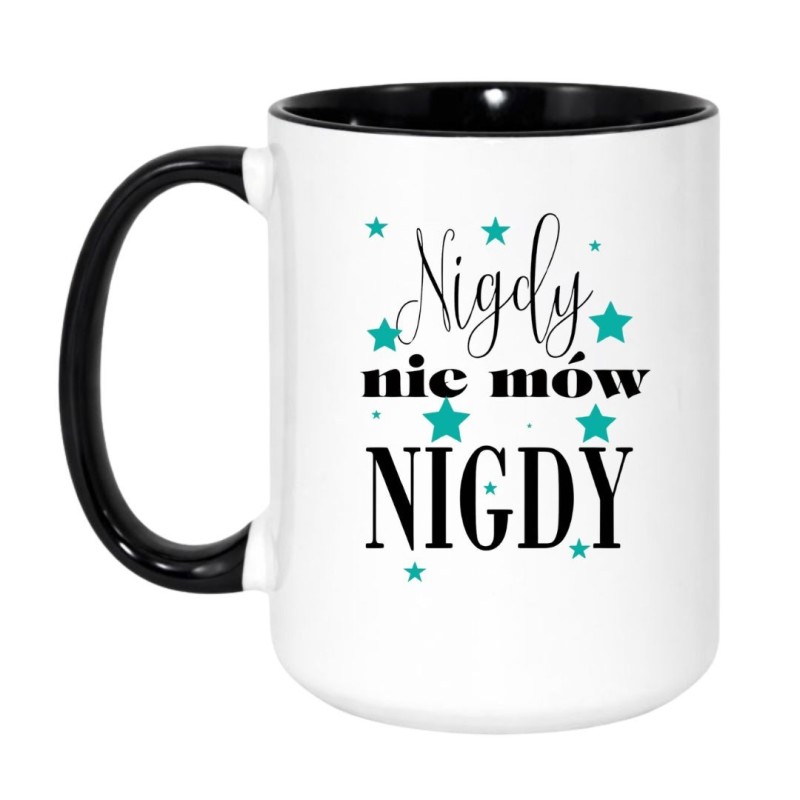 Kubek duży biało-czarny 450 ml z inspirującym motywem – idealny wybór do domu