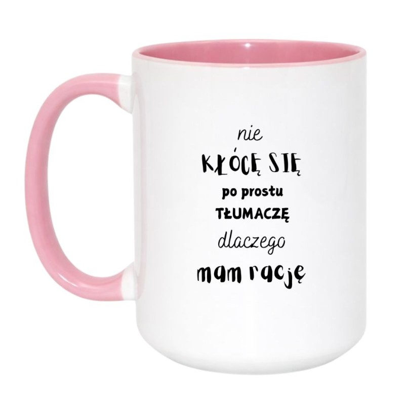 Kubek duży biało-różowy 450 ml z humorystycznym nadrukiem – śmieszny prezent