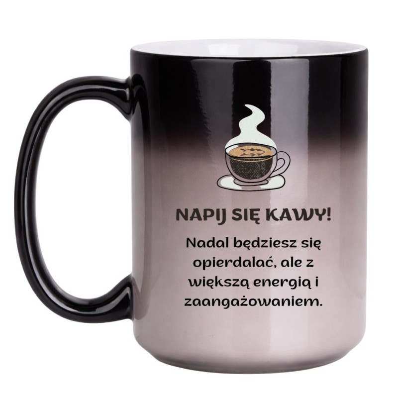 KUBEK ZMIENIAJĄCY KOLOR "NAPIJ SIĘ KAWY!" DUŻY MAGICZNY