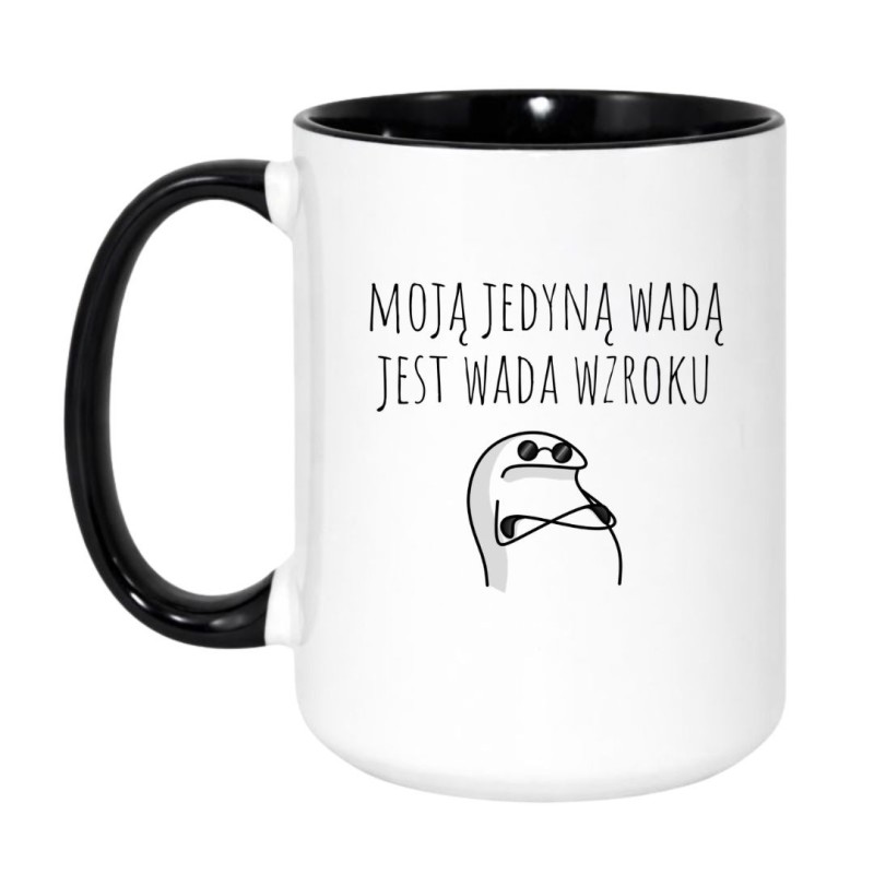 Kubek duży biało-czarny 450 ml z zabawną ilustracją, śmieszny kubek z nadrukiem
