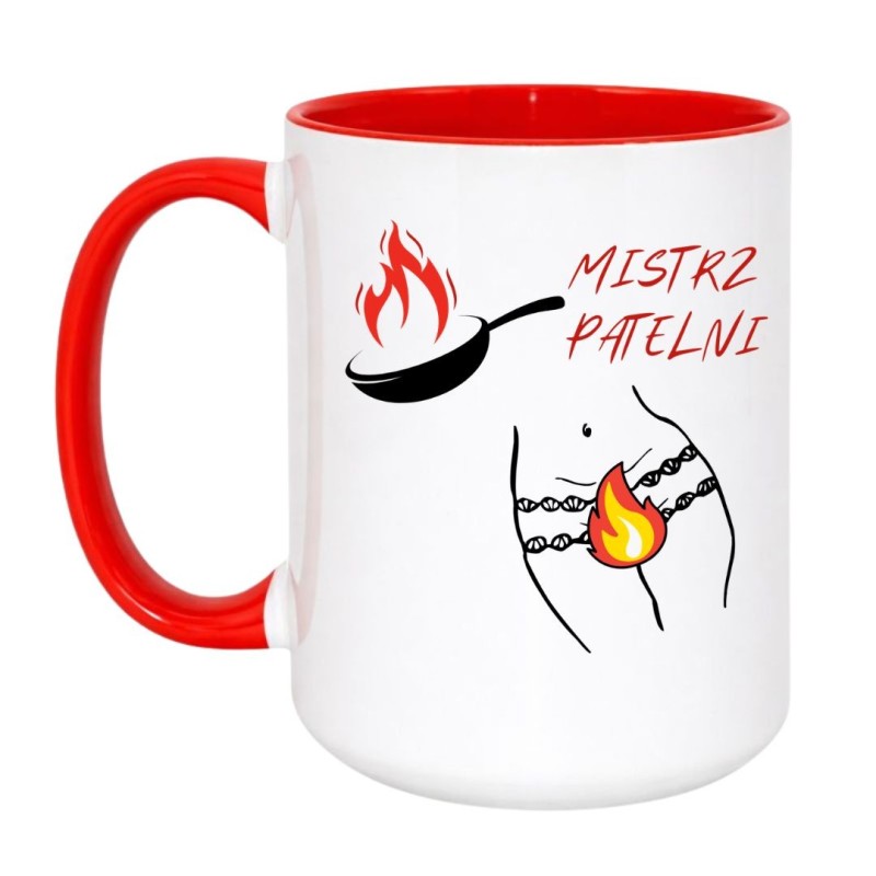 Kubek duży biało-czerwony 450 ml z humorystycznym motywem – must-have dla fanów kuchni