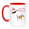 Kubek duży biało-czerwony 450 ml z humorystycznym motywem – must-have dla fanów kuchni